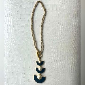 Kate Spade ♠️ Black Enamel & Pearl Necklace